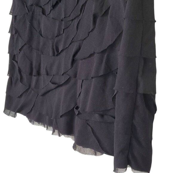 Express Black Tier Mesh Mini Skirt Bandage Waist Scalloped Size Small - Picture 6 of 10